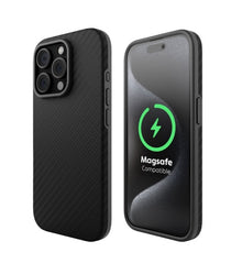 Husa Vetter iPhone 15 Pro Max, Clip-On Compatibil MagSafe, Aramid Fiber, Hybrid Kevlar, Enhanced Protection, Negru