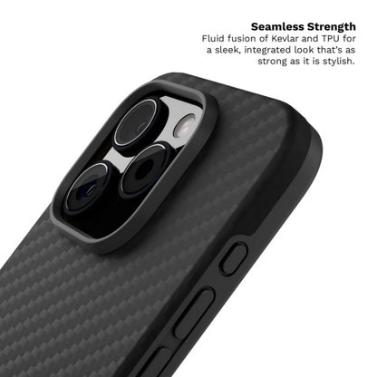 Husa Vetter iPhone 15 Pro Max, Clip-On Compatibil MagSafe, Aramid Fiber, Hybrid Kevlar, Enhanced Protection, Negru
