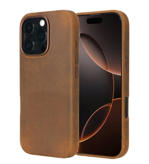 Husa iPhone 16 Pro, leatherUP Patina, Natural Finish, MagSafe Compatible