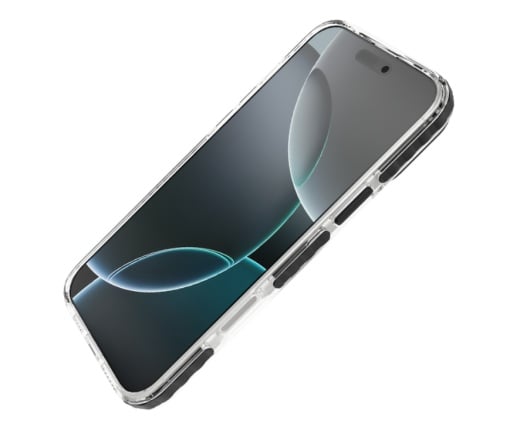 Husa Vetter iPhone 16 Pro Max, Clip-On Crystal Compatibil MagSafe, with foldable stand, Transparent cu Negru