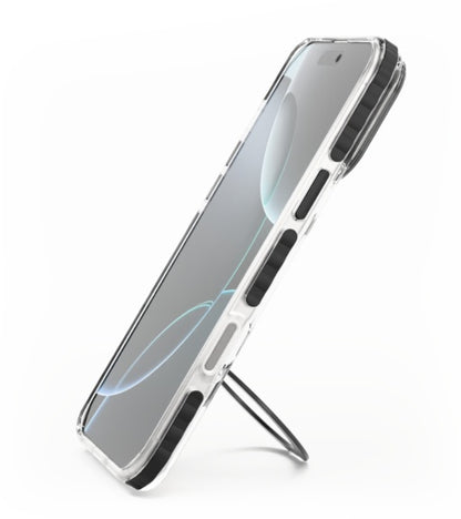 Husa Vetter iPhone 16 Pro Max, Clip-On Crystal Compatibil MagSafe, with foldable stand, Transparent cu Negru