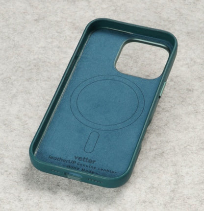 Husa iPhone 16 Pro Max, leatherUP Class, Refined Touch, MagSafe Compatible, Blue