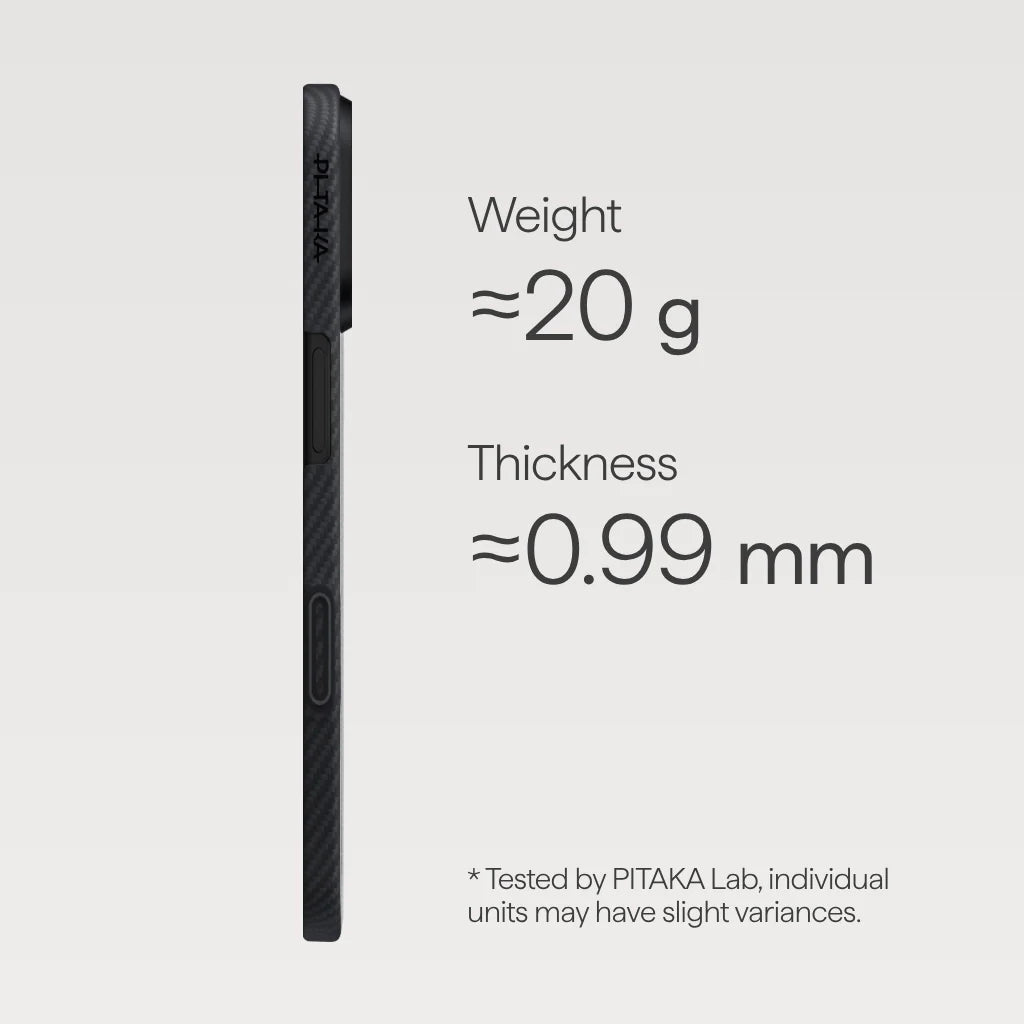 Husa MagEZ 7 Pitaka iPhone 17, Aramida 600D, Negru/Gri, PitaTap™, MagSafe, Ultra Slim