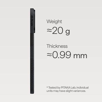 Husa MagEZ 7 Pitaka iPhone 17, Aramida 600D, Negru/Gri, PitaTap™, MagSafe, Ultra Slim