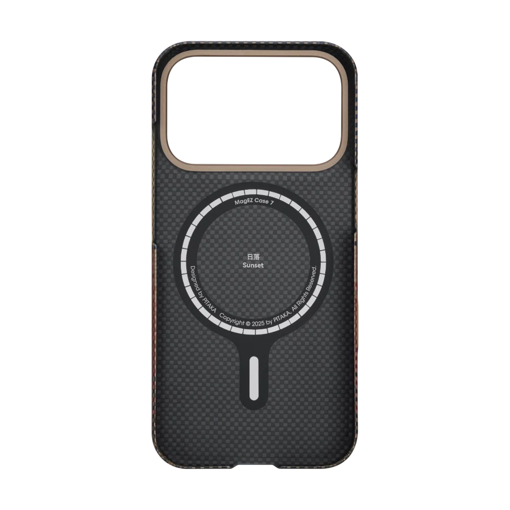 Husa MagEZ 7 Pitaka iPhone 17, Aramida 600D, Sunset, PitaTap™, MagSafe, Ultra Slim
