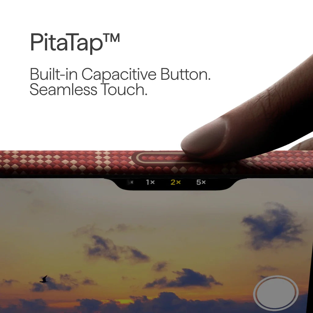Husa MagEZ 7 Pitaka iPhone 17 Pro, Aramida 600D, Monogram, Gold Red, PitaTap™, MagSafe, Ultra Slim