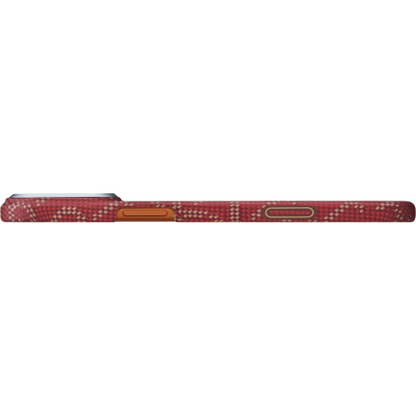 Husa MagEZ 7 Pitaka iPhone 17 Pro, Aramida 600D, Monogram, Gold Red, PitaTap™, MagSafe, Ultra Slim