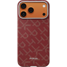 Husa MagEZ 7 Pitaka iPhone 17 Pro, Aramida 600D, Monogram, Gold Red, PitaTap™, MagSafe, Ultra Slim