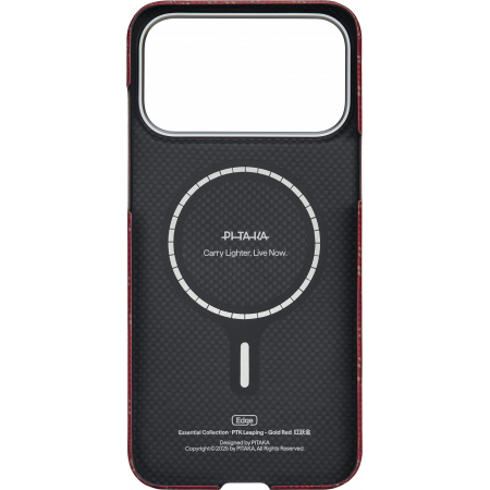 Husa MagEZ 7 Pitaka iPhone 17 Pro, Aramida 600D, Monogram, Gold Red, PitaTap™, MagSafe, Ultra Slim