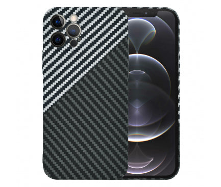 Husa Techsuit Carbonite FiberShell pentru Apple iPhone 12 Pro, Negru cu Gri