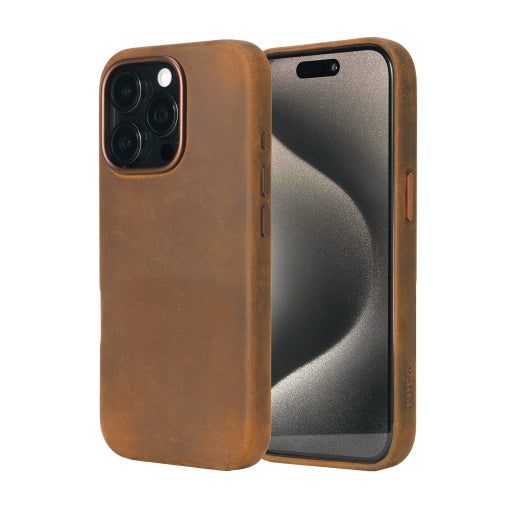 Husa iPhone 15 Pro Max, leatherUP Patina, Natural Finish, MagSafe Compatible