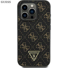 Husa pentru iPhone 15- GUESS 4G Triangle Metal Logo Black