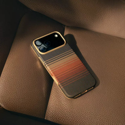 Husa MagEZ UltraGuard Pitaka iPhone 17 Pro Max, Aramida 600D, Sunset, MagSafe, Protectie antisoc