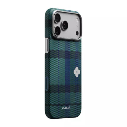 Husa Pitaka pentru iPhone 17 Pro, Flora in Grid, Edge Case, Forest Dawn