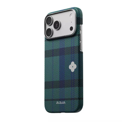 Husa Pitaka pentru iPhone 17 Pro, Flora in Grid, Edge Case, Forest Dawn