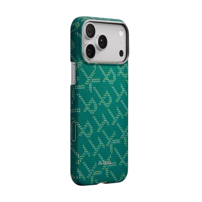 Husa Pitaka pentru iPhone 17 Pro, Ultra-Slim, PitaTap™, Monogram-Gold/Green