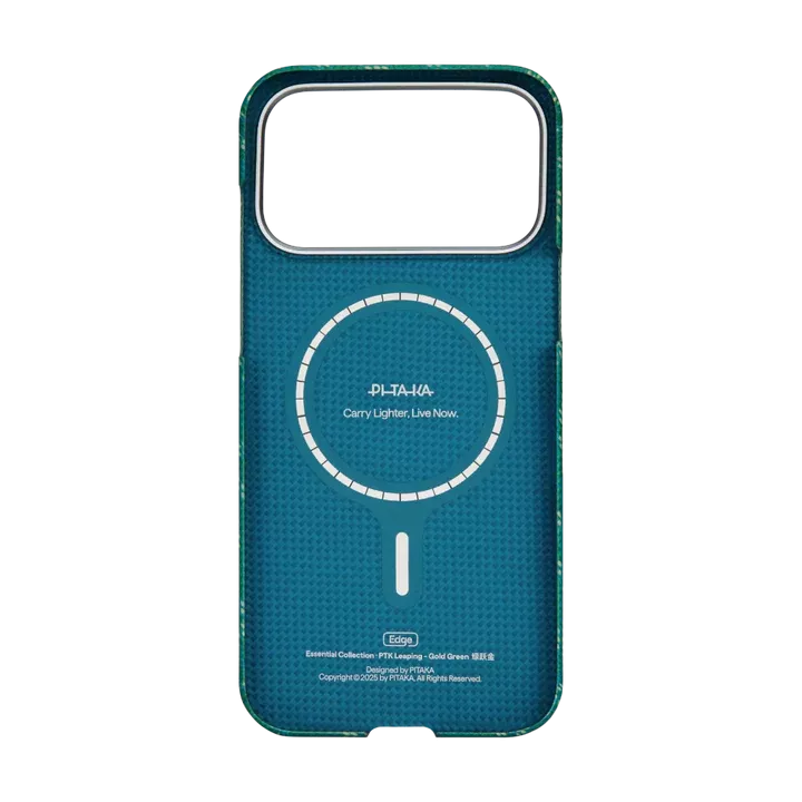 Husa Pitaka pentru iPhone 17 Pro, Ultra-Slim, PitaTap™, Monogram-Gold/Green