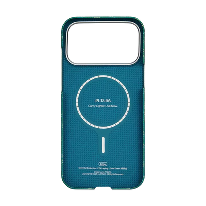 Husa Pitaka pentru iPhone 17 Pro, Ultra-Slim, PitaTap™, Monogram-Gold/Green