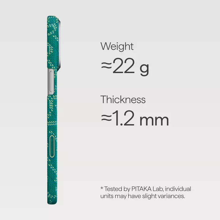Husa Pitaka pentru iPhone 17 Pro, Ultra-Slim, PitaTap™, Monogram-Gold/Green