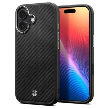 Husa iPhone 17 Spigen Enzo Aramid T Mag Case - compatibil MagSafe - negru / argintiu