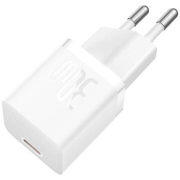 Incarcator de retea Baseus GaN5 Fast Charger 30W, 1 x USB Type-C 5V/3A, alb