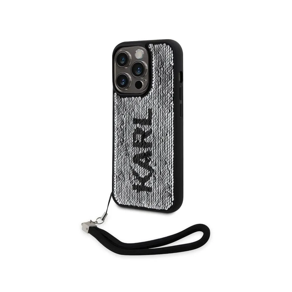Husa Karl Lagerfeld Sequins Reversible pentru iPhone 13 Pro, Black/Silver