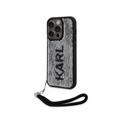 Husa Karl Lagerfeld Sequins Reversible pentru iPhone 13 Pro, Black/Silver