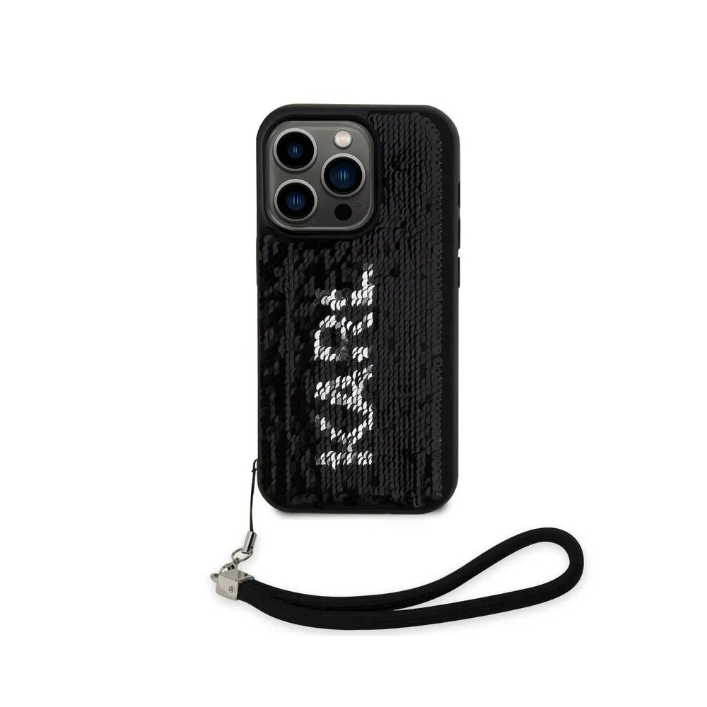 Husa Karl Lagerfeld Sequins Reversible pentru iPhone 13 Pro, Black/Silver