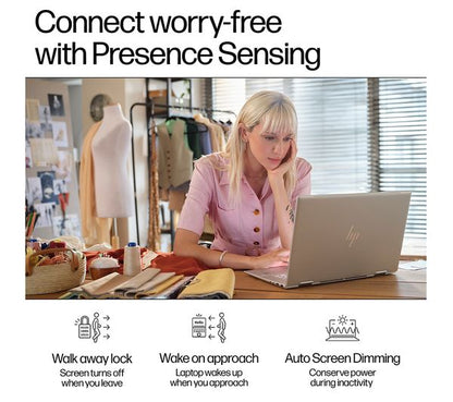 Laptop HP Envy x360 16-ac0501na, 16” 2-in-1 Touch, Intel Core Ultra 7 155U până la 4.8GHz, 16GB LPDDR5, 512GB SSD, Intel Graphics, Wi-Fi 7, Windows 11 Home, tastatură iluminată, Glacier Silver