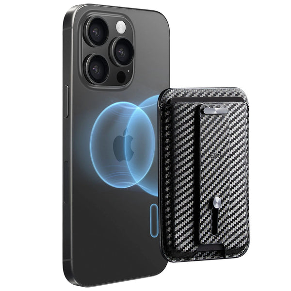 Portofel pentru Telefon cu Functie de Suport Birou - Carbon Fiber