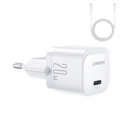 Incarcator priza mini, USB-C, incarcare rapida 20W PD + cablu USB-C - Lightning 1m, alb, Joyroom