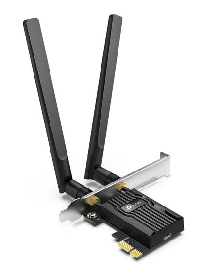 PLACA RETEA TP-LINK AX3000, intern wireless 2.4 GHz | 5 GHz, PCI-E, port, 3000 Mbps, antena externa x 2, "Archer TX55E"