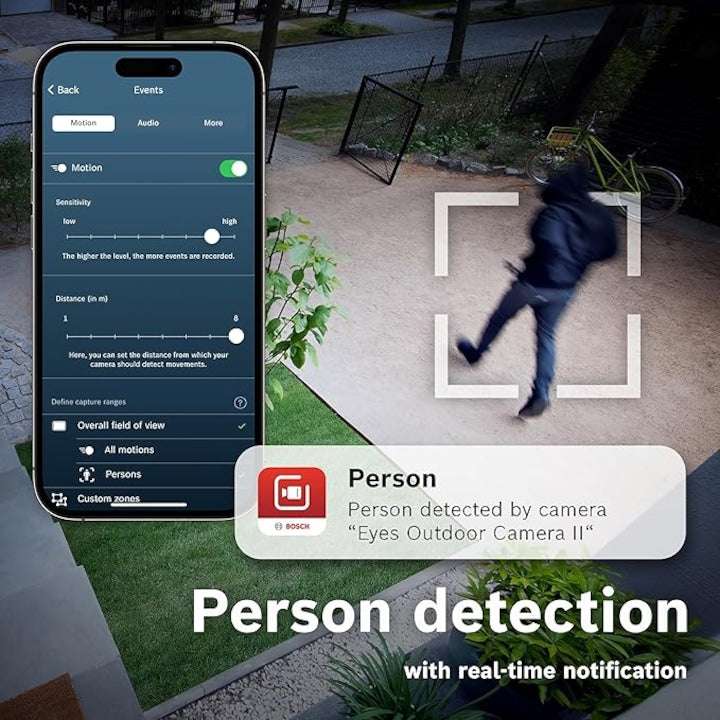 RESIGILAT: Camera supraveghere exterior Bosch Smart Home II, Full HD 1080p, alarma integrata, lumina de design, compatibila Alexa, antracit