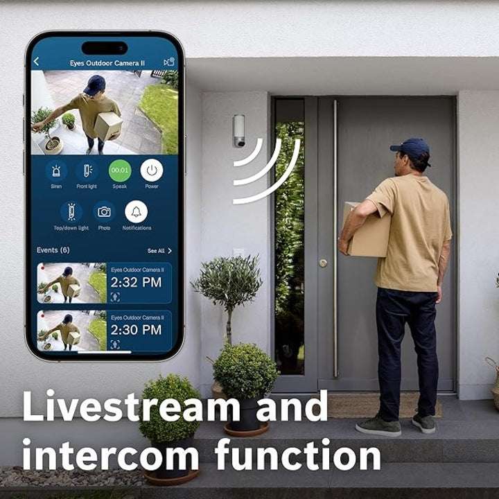 RESIGILAT: Camera supraveghere exterior Bosch Smart Home II, Full HD 1080p, alarma integrata, lumina de design, compatibila Alexa, antracit