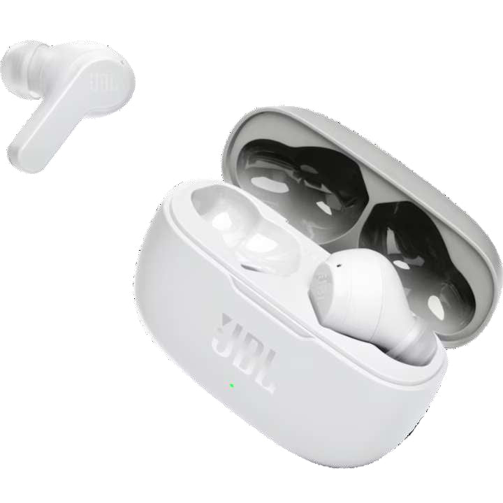 Casti audio wireless, JBL Wave 200TWS, Bluetooth 5.0, autonomie 20h, 3 seturi dopuri de urechi, Alb