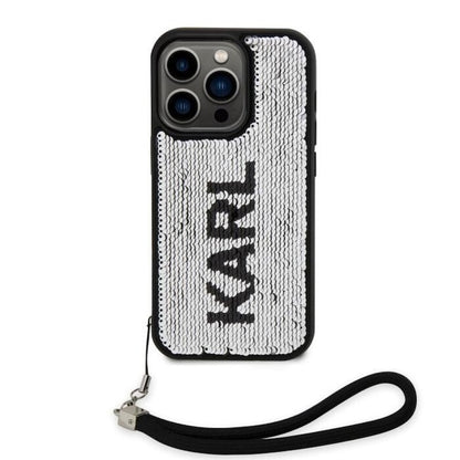 Husa Karl Lagerfeld Sequins Reversible pentru iPhone 13 Pro, Black/Silver