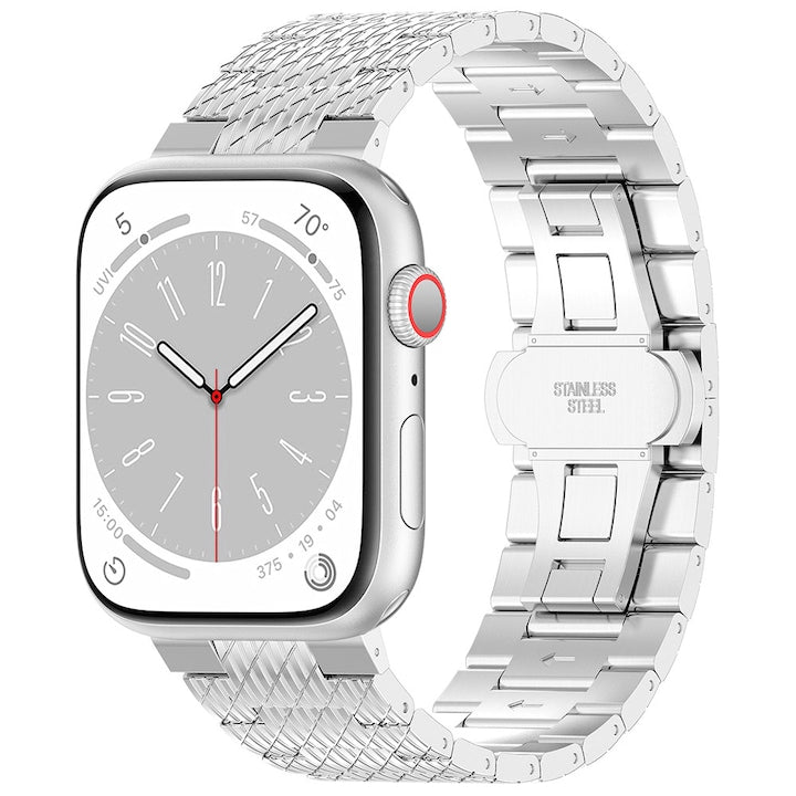 Curea Metalica Techsuit pentru Apple Watch 49/ 46/ 45/ 44/ 42mm Series, Silver