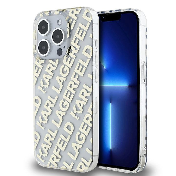 Husa Karl Lagerfeld IML Luxury, Gold Fullover Logo pentru iPhone 15 Pro