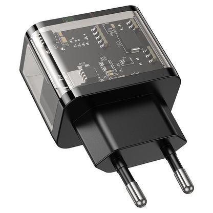 Priza Incarcare, Hoco N34, Port Type-C + USB, Incarcare rapida PD20W si QC 3.0, Negru