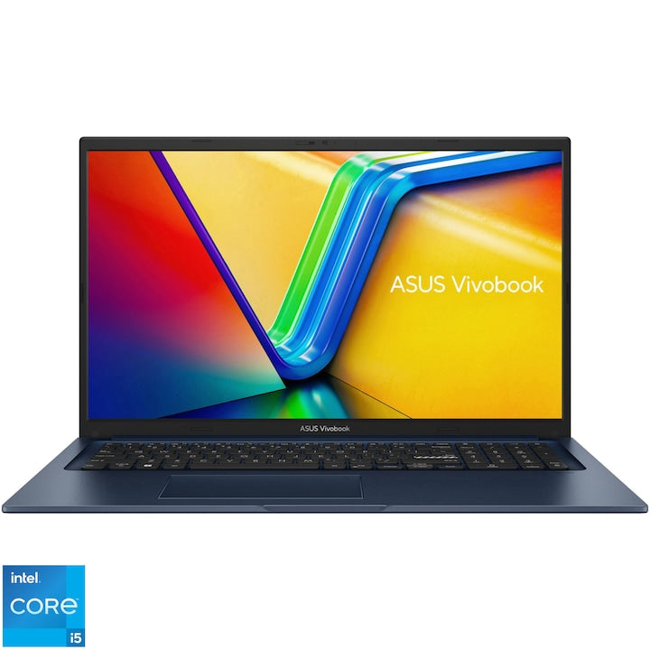 Laptop ASUS VivoBook 17 X1704VA cu procesor Intel Core i5-1334U (Generația a 13-a), 16GB RAM, 512GB SSD, ecran 17.3" Full HD, Windows 11 Home