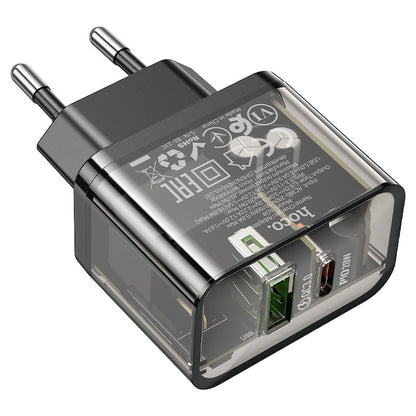 Priza Incarcare, Hoco N34, Port Type-C + USB, Incarcare rapida PD20W si QC 3.0, Negru