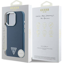 Husa de protectie Guess PU Grained Triangle Logo pentru iPhone 16 Pro Max, Albastru