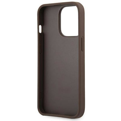 Husa Guess cu logo metalic pentru iPhone 14 Pro Max, Maro