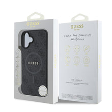 Husa de protectie Guess Leather 4G Colored Ring MagSafe pentru iPhone 16 Plus, Negru