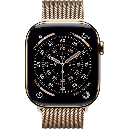 Apple Watch 11 GPS + Cellular, Carcasa Gold Titanium 46mm, Gold Milanese Loop - S/M