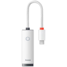 Adaptor placa de retea Baseus Lite , USB Type-C - RJ-45 Gigabit LAN, LED, alb