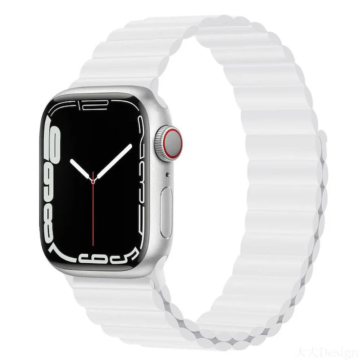 Curea Devia Deluxe Series Sport 3 Silicone Magnet compatibila cu Apple Watch 42mm / 44mm / 45mm White