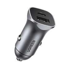 Incarcator auto Ugreen USB tip C, USB, 24W, Incarcare rapida pana la 2 dispozitive simultan, Gri
