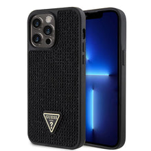 Husa de protectie Cover Guess Rhinestones Triangle Metal Logo pentru iPhone 12 Pro Max, Black