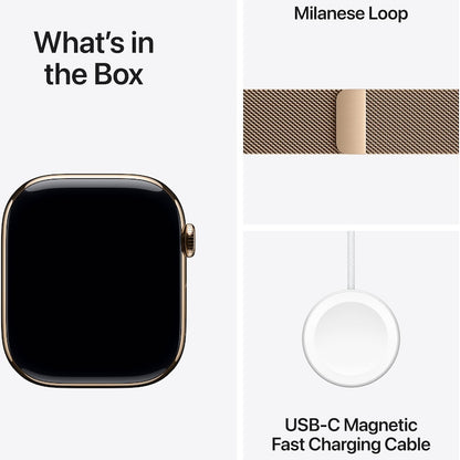 Apple Watch 11 GPS + Cellular, Carcasa Gold Titanium 46mm, Gold Milanese Loop - S/M